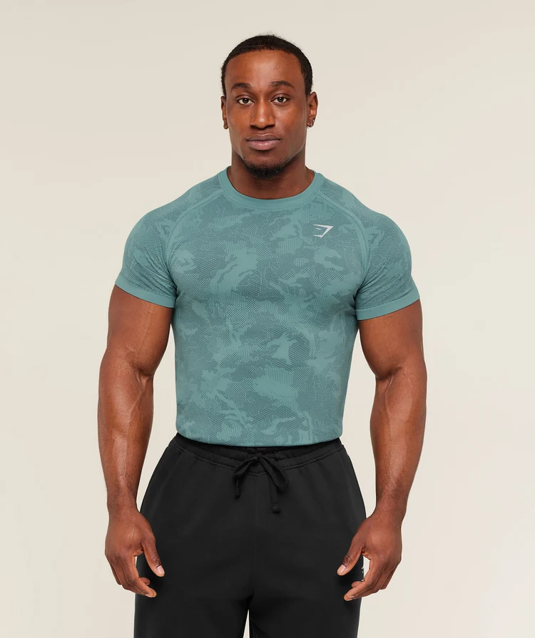 Geo Seamless T-Shirt Teal