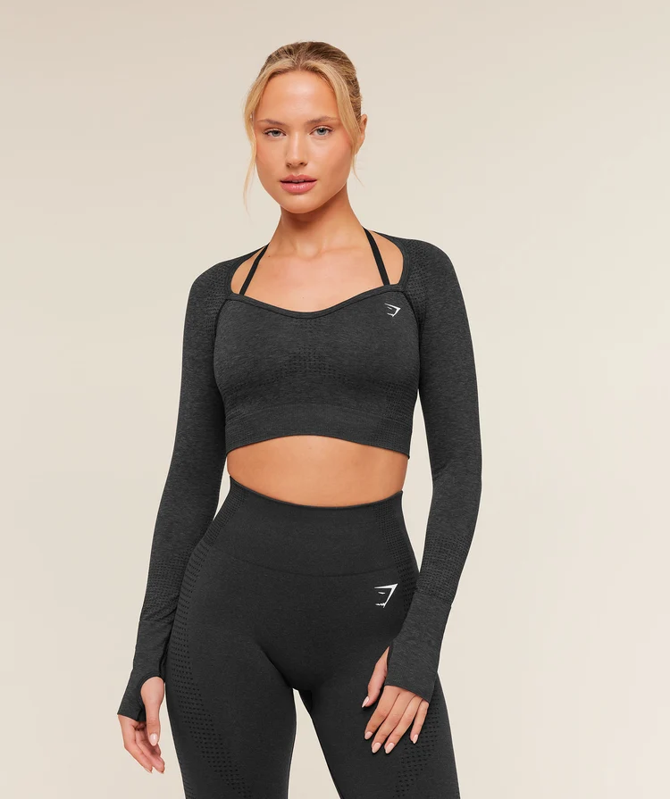 Vital Sweetheart Neck Crop Top Negro