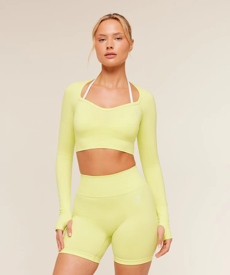 Vital Sweetheart Neck Crop Top Amarillo