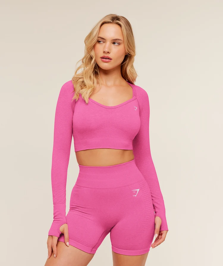 Vital Sweetheart Neck Crop Top Rosa Fuerte