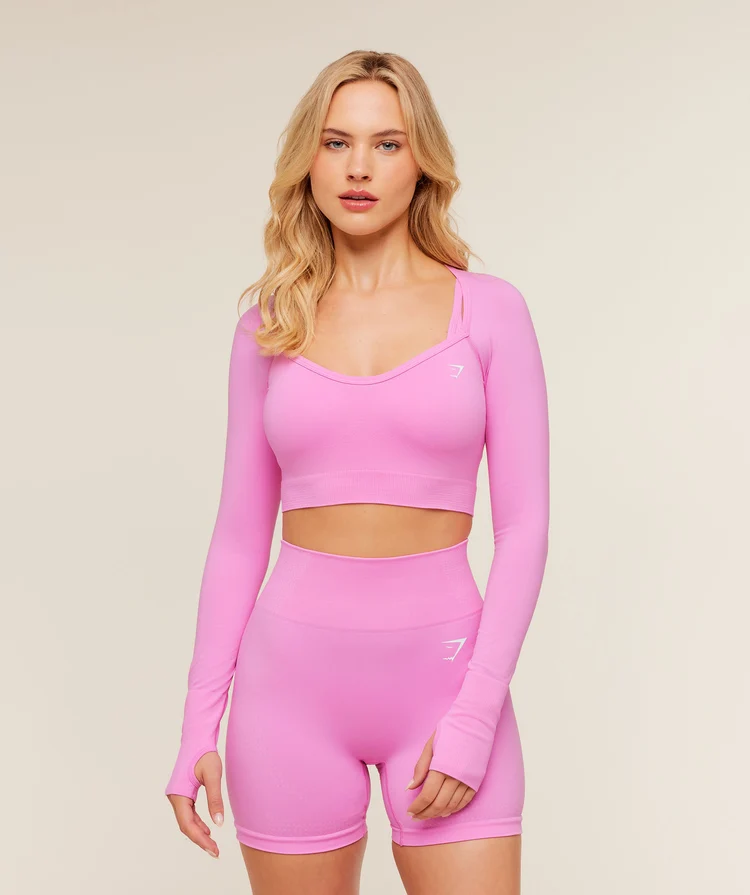 Vital Sweetheart Neck Crop Top Rosa Claro