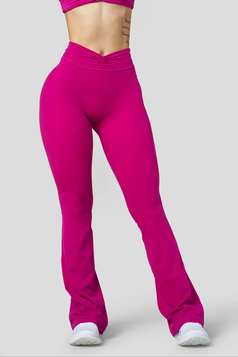 Buttersoft Scrunch Band Flare Leggings Fucsia